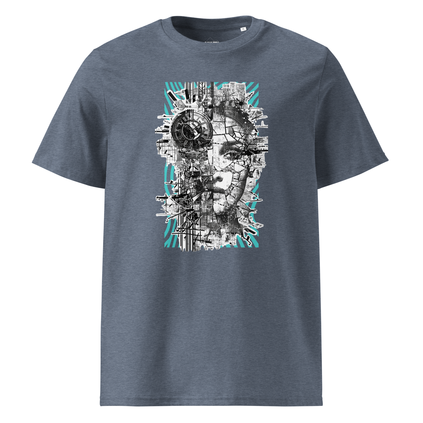 Print 'Digital Diva' Organic Cotton T-shirt Dark Heather Blue MILTTI