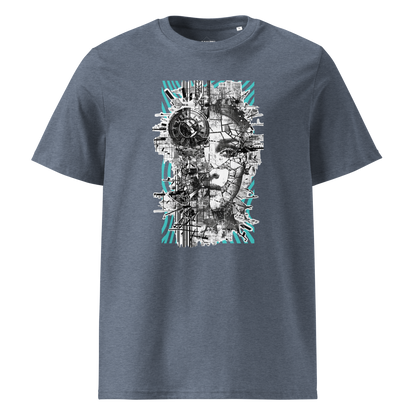 Print 'Digital Diva' Organic Cotton T-shirt Dark Heather Blue MILTTI
