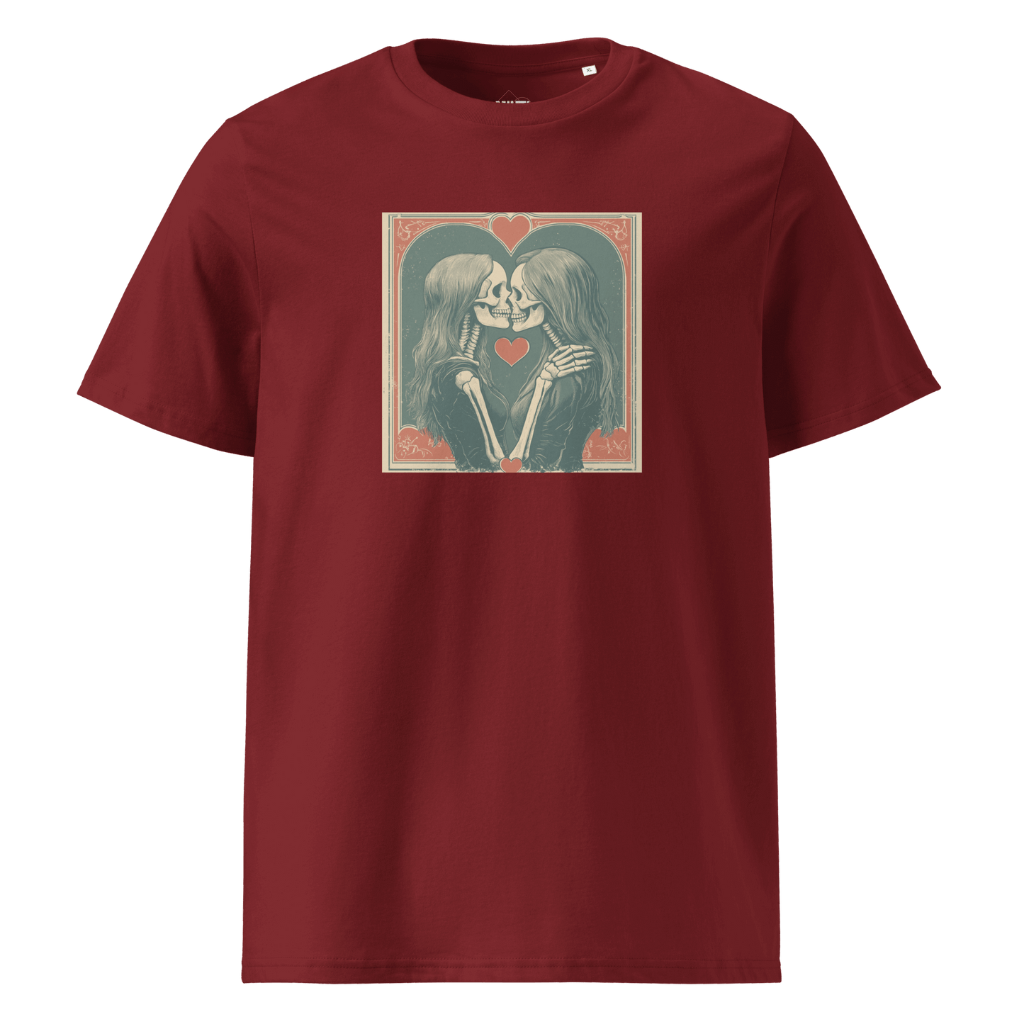 Print 'Skullmates' Organic Cotton T-shirt Burgundy MILTTI