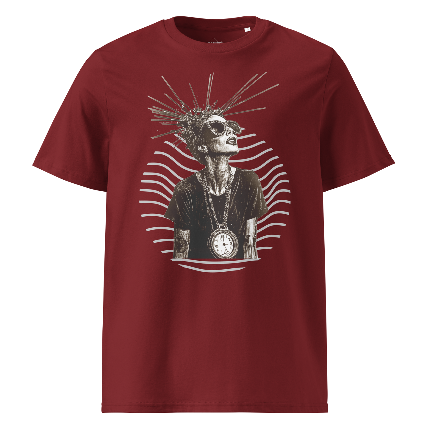 Print 'Timeless Rebel' Organic Cotton T-shirt Burgundy MILTTI