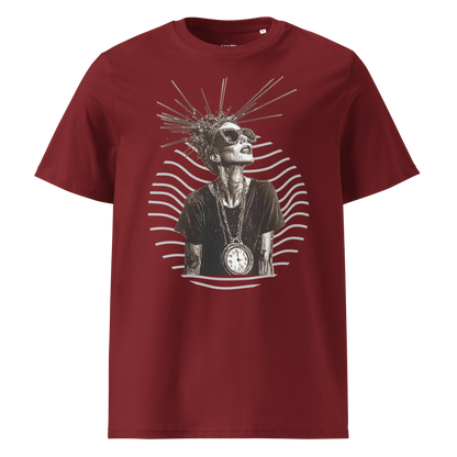 Print 'Timeless Rebel' Organic Cotton T-shirt Burgundy MILTTI