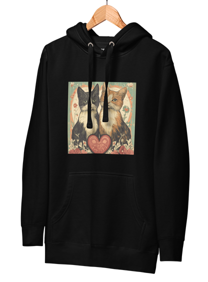 Print 'Kitty Couple' Hoodie Black MILTTI