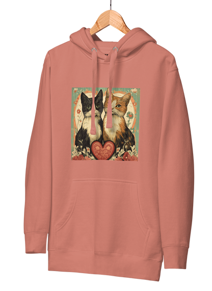 Print 'Kitty Couple' Hoodie Dusty Rose MILTTI
