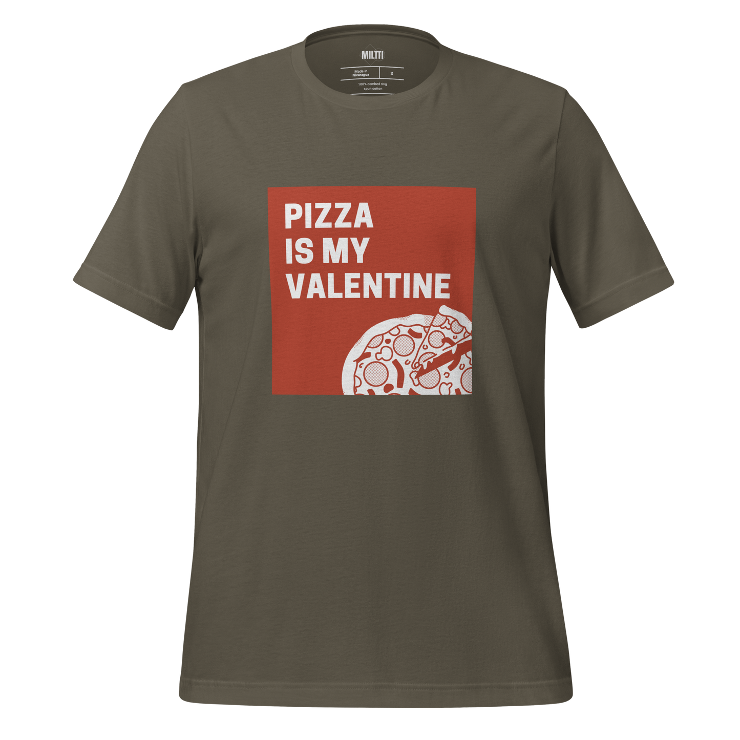 Print 'Pizza is my Valentine' T-shirt Army MILTTI