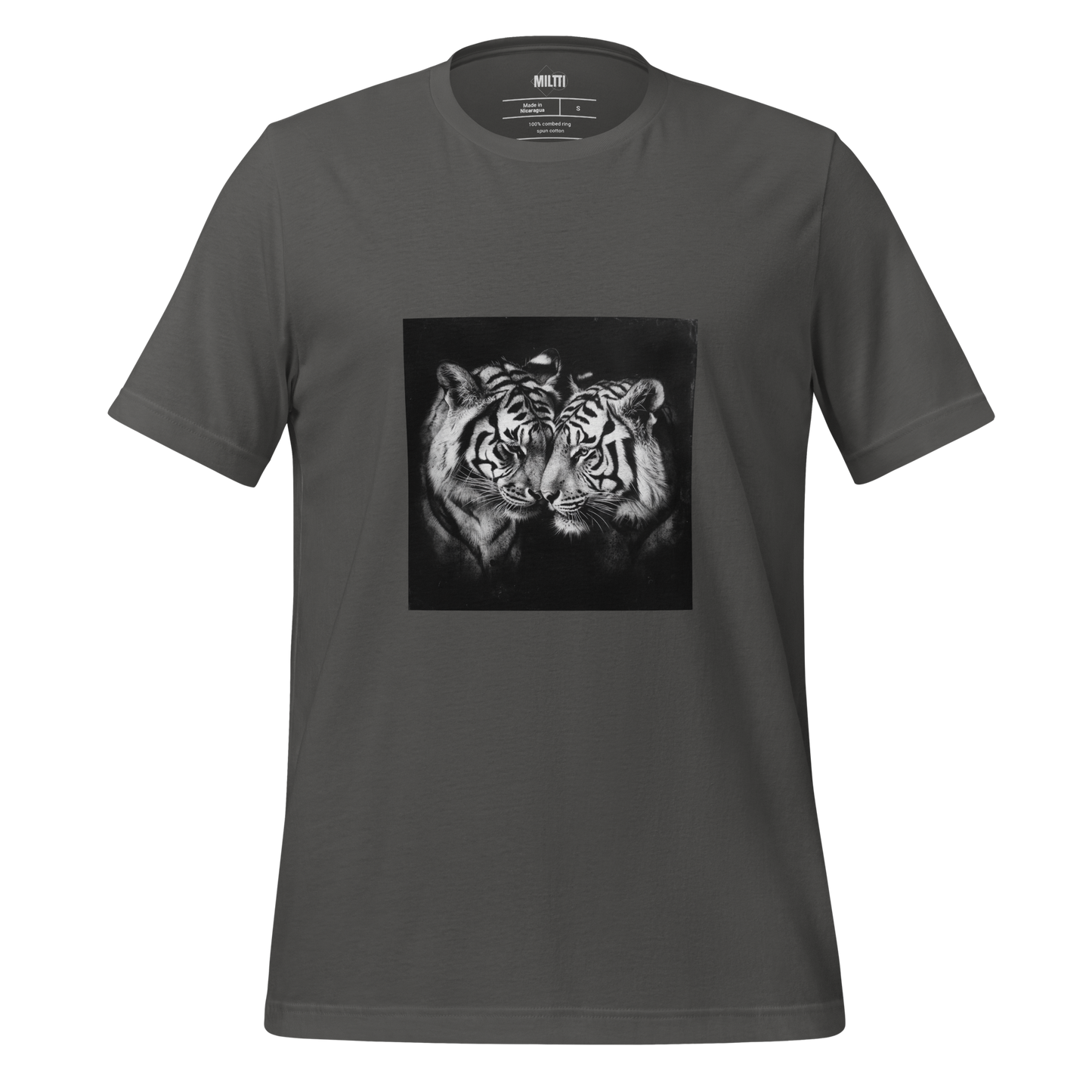 Print 'Tiger Couple B&W' T-shirt Asphalt MILTTI