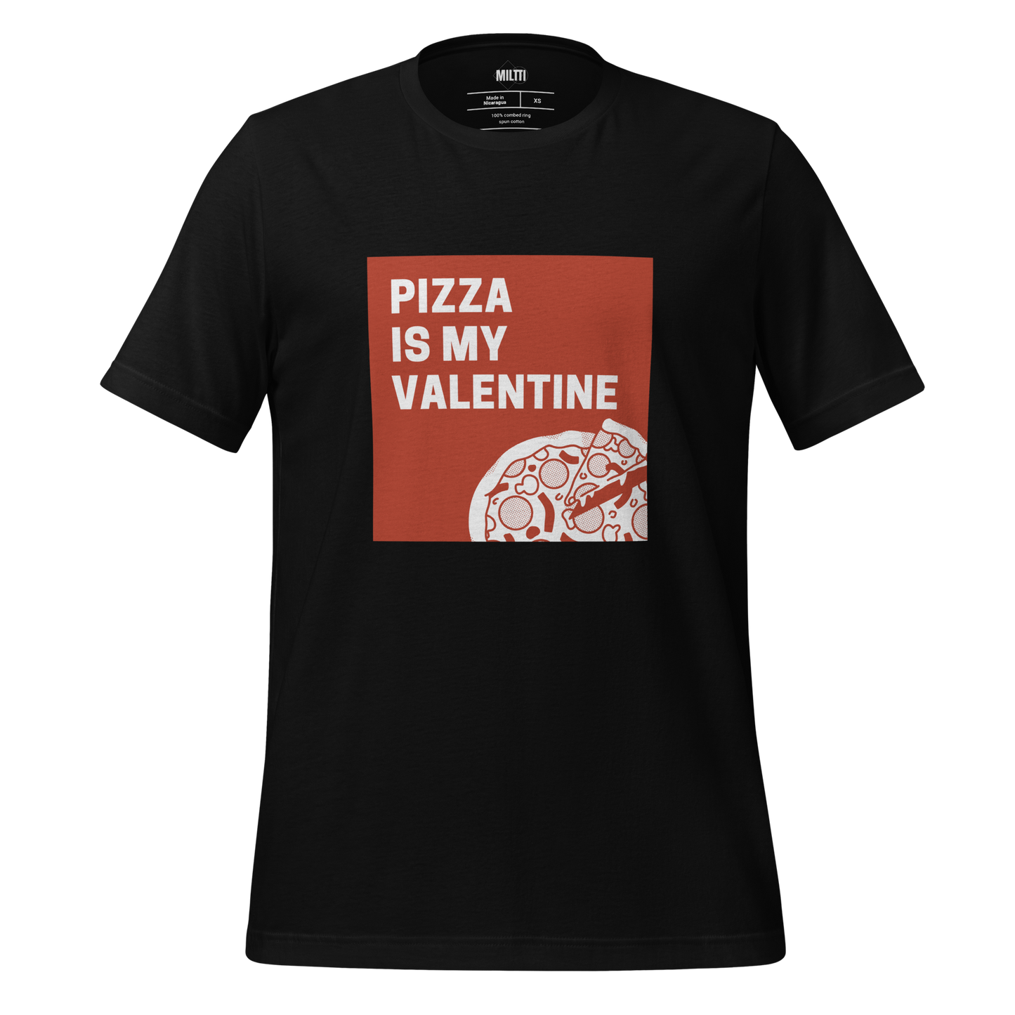 Print 'Pizza is my Valentine' T-shirt Black MILTTI