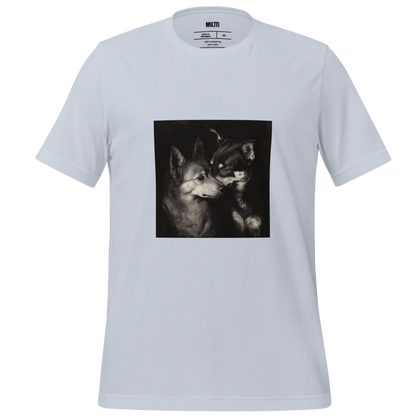 Print 'Dog Couple B&W' T-shirt Light Blue MILTTI