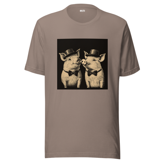 Print 'Pig Couple' T-shirt Pebble MILTTI