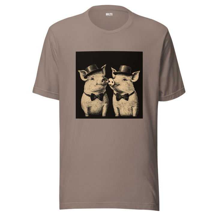 Print 'Pig Couple' T-shirt Pebble MILTTI