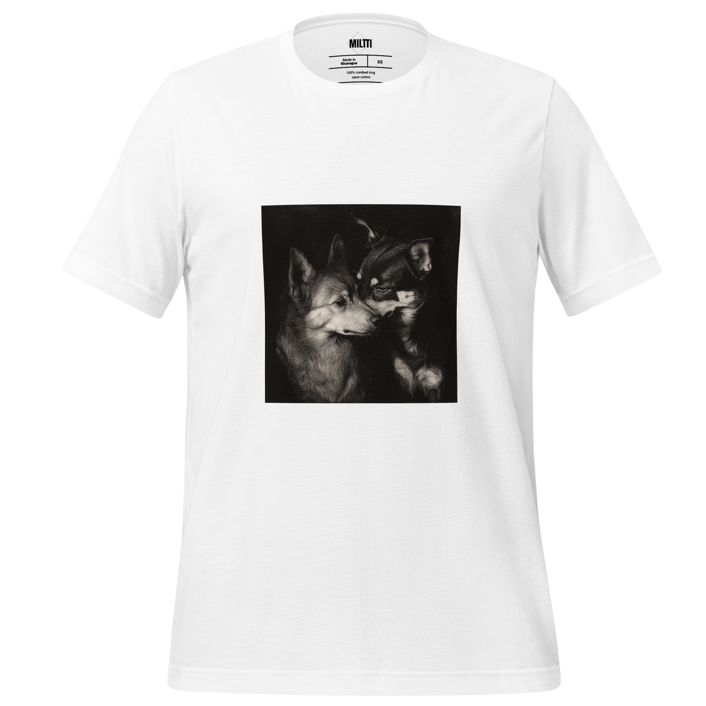 Print 'Dog Couple B&W' T-shirt White MILTTI