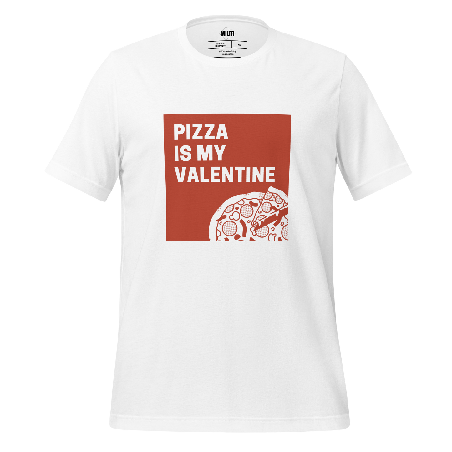 Print 'Pizza is my Valentine' T-shirt White MILTTI