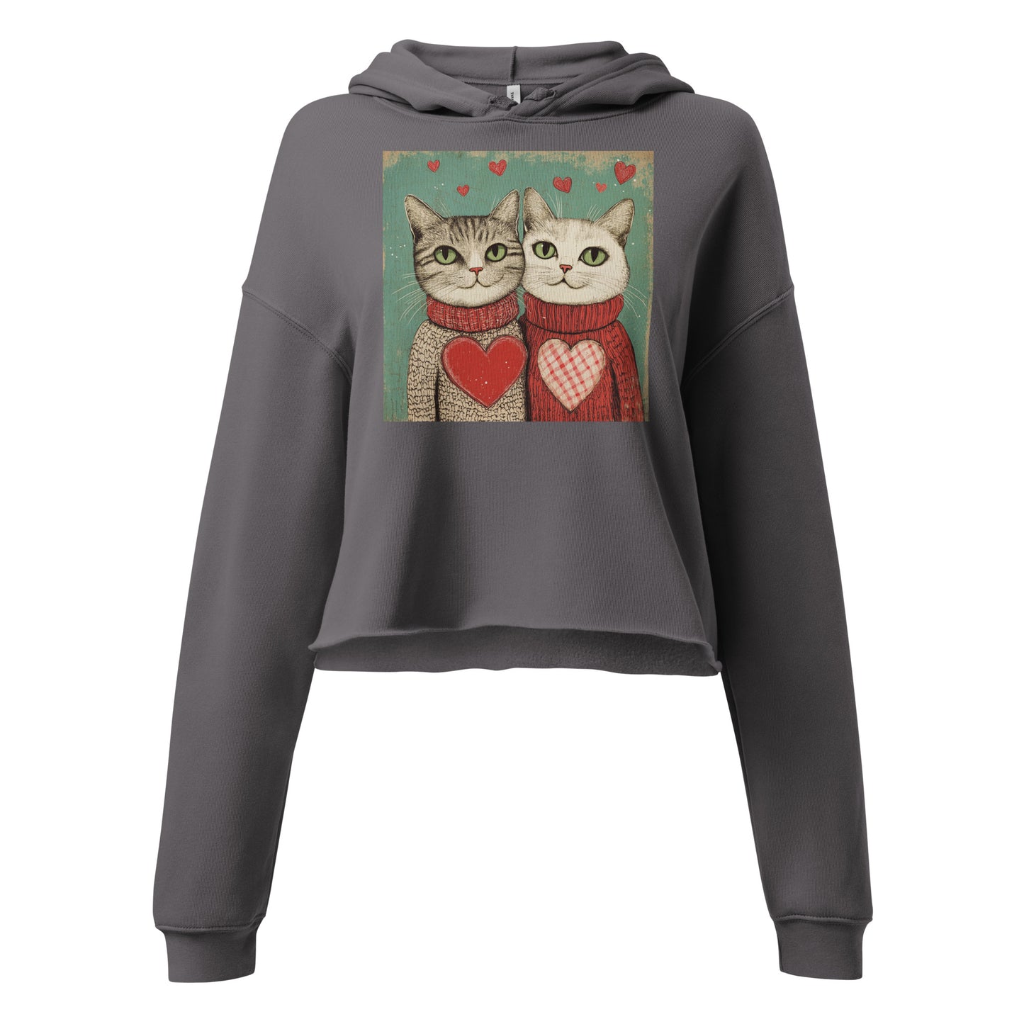 Print 'Cat Couple' Crop Hoodie Storm MILTTI